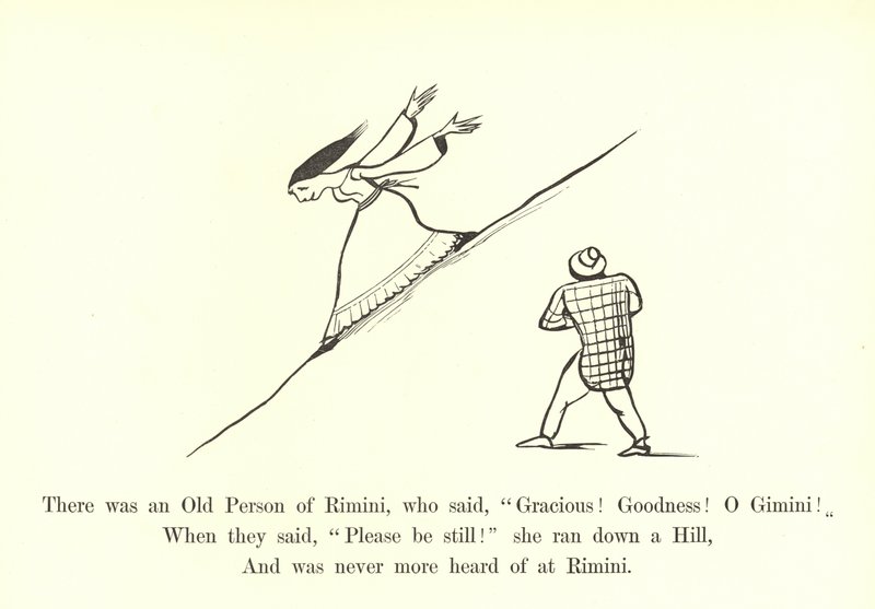 Det var en gammal person från Rimini som sa: Nådig! Godhet! AV Tvillingarna! av Edward Lear