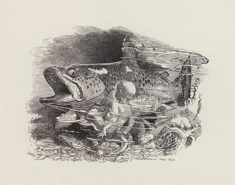 Illustration för The Water-Babies av Charles Kingsley (gravyr) av Edward Linley (after) Sambourne