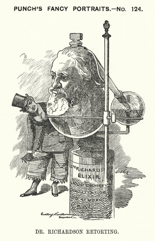 Punch tecknad: Benjamin Ward Richardson, engelsk läkare (gravyr) av Edward Linley (after) Sambourne