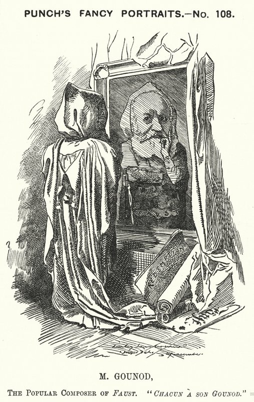 Punch tecknad: Charles Gounod, fransk kompositör (gravyr) av Edward Linley (after) Sambourne