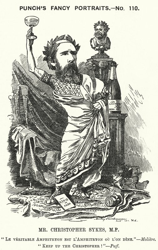 Punch tecknad: Christopher Sykes, engelsk konservativ politiker (gravyr) av Edward Linley (after) Sambourne
