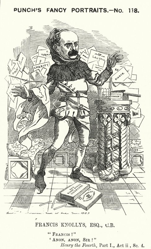 Punch-tecknad serie: Francis Knollys, privatsekreterare för prinsen av Wales (gravyr) av Edward Linley (after) Sambourne