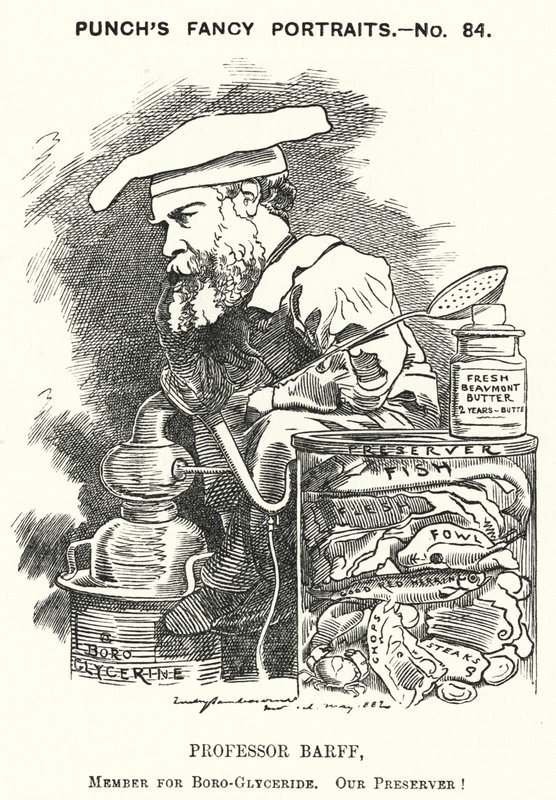 Punch tecknad: Frederick Settle Barff, engelsk kemist (gravyr) av Edward Linley (after) Sambourne