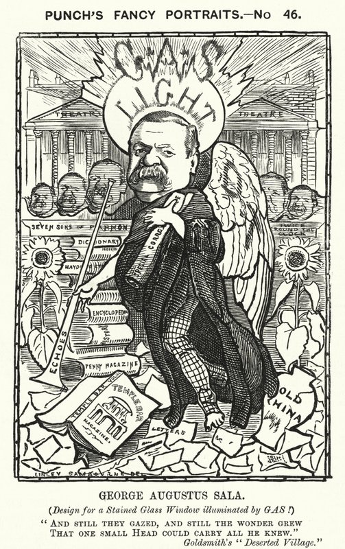 Punch tecknad: George Augustus Sala, engelsk författare och journalist (gravyr) av Edward Linley (after) Sambourne