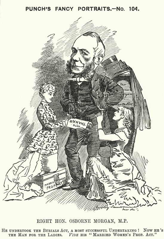 Punch tecknad: George Osborne Morgan, walesisk advokat och liberal politiker (gravyr) av Edward Linley (after) Sambourne