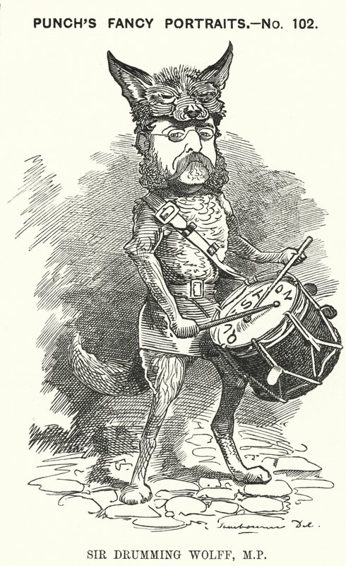 Punch tecknad: Henry Drummond Wolff, engelsk konservativ politiker (gravyr) av Edward Linley (after) Sambourne
