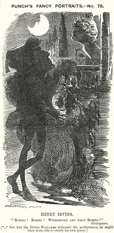 Punch tecknad: Henry Irving, engelsk skådespelare (gravyr) av Edward Linley (after) Sambourne