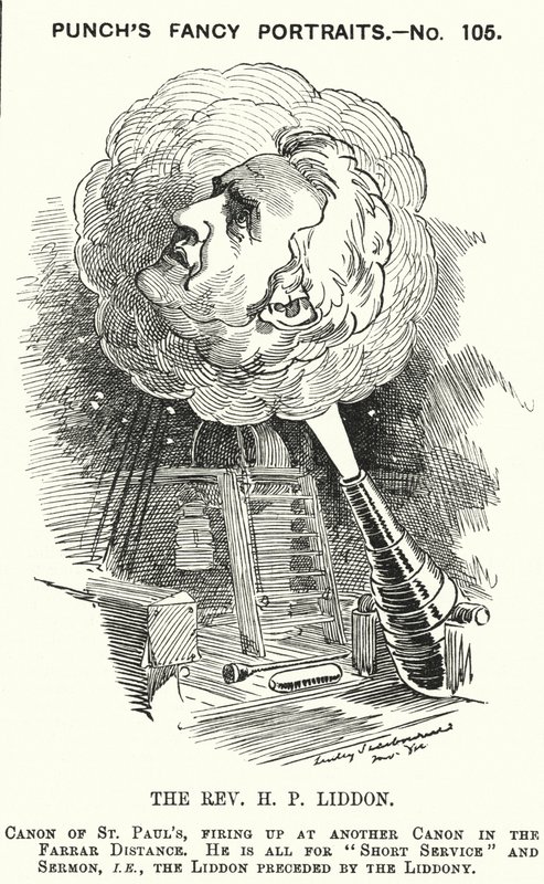 Punch tecknad: Henry Liddon, engelsk teolog (gravyr) av Edward Linley (after) Sambourne