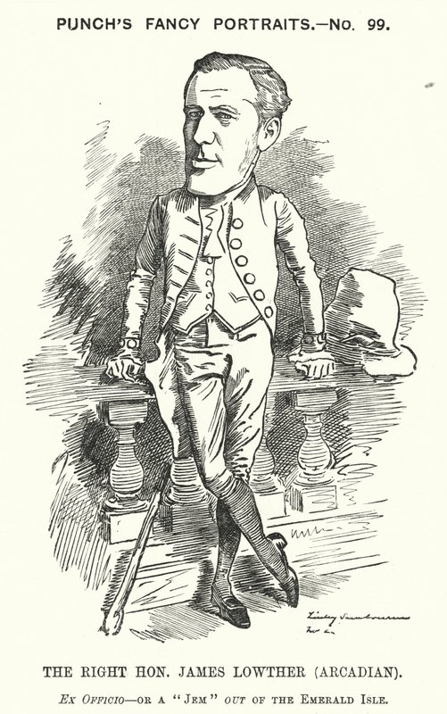 Punch tecknad: James Lowther, engelsk konservativ politiker och idrottsman (gravyr) av Edward Linley (after) Sambourne