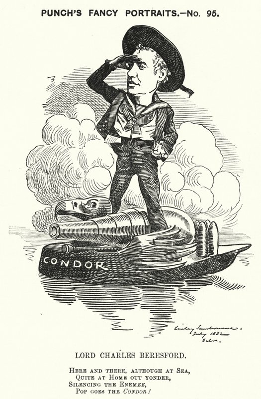 Punch tecknad: Lord Charles Beresford, anglo-irländsk amiral och konservativ politiker (gravyr) av Edward Linley (after) Sambourne