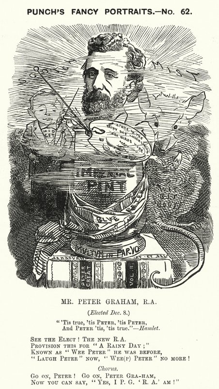 Punch tecknad: Peter Graham, skotsk konstnär (gravyr) av Edward Linley (after) Sambourne
