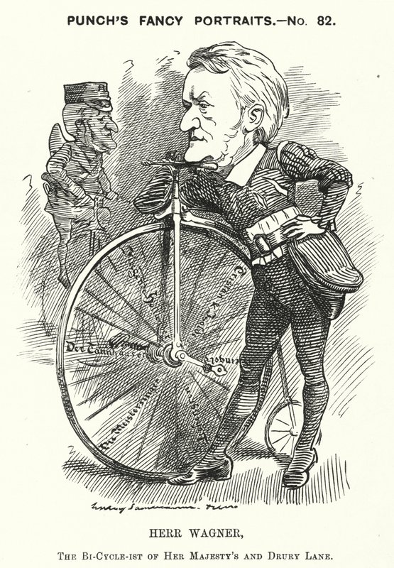 Punch tecknad: Richard Wagner, tysk kompositör (gravyr) av Edward Linley (after) Sambourne