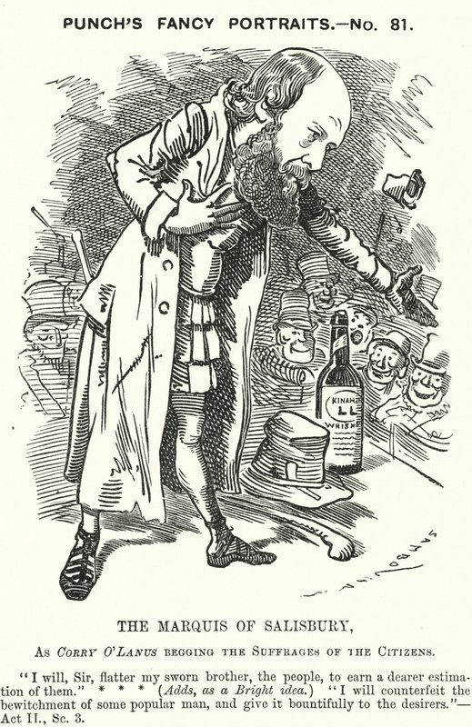 Punch tecknad: Robert Gascoyne-Cecil, 3:e markis av Salisbury, engelsk konservativ politiker (gravyr) av Edward Linley (after) Sambourne