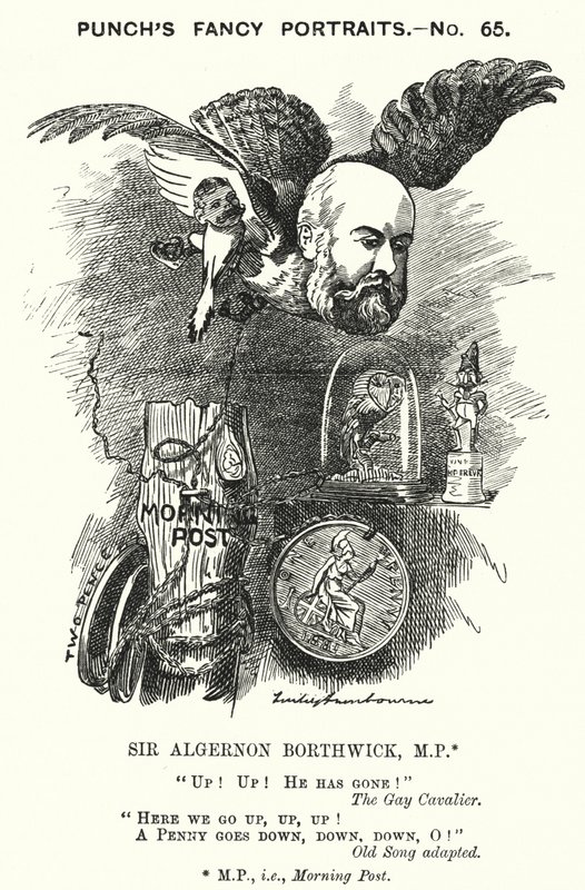 Punch tecknad: Sir Algernon Borthwick av Edward Linley (after) Sambourne