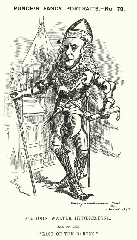 Punch-tecknad film: Sir John Walter Huddleston, engelsk advokat och domare (gravyr) av Edward Linley (after) Sambourne