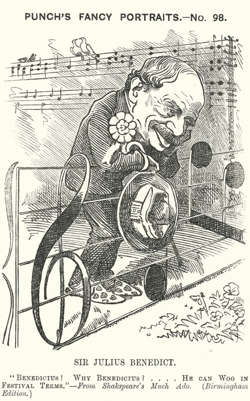 Punch tecknad: Sir Julius Benedict, tyskfödd kompositör och dirigent (gravyr) av Edward Linley (after) Sambourne