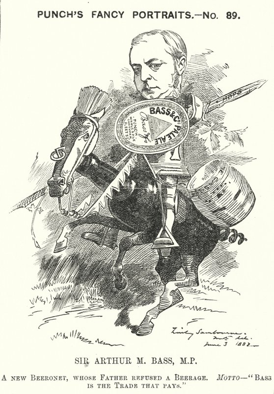 Punch tecknad: Sir Michael Arthur Bass av Edward Linley (after) Sambourne