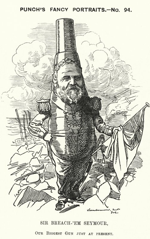 Punch tecknad: Sir Michael Seymour, brittisk amiral (gravyr) av Edward Linley (after) Sambourne
