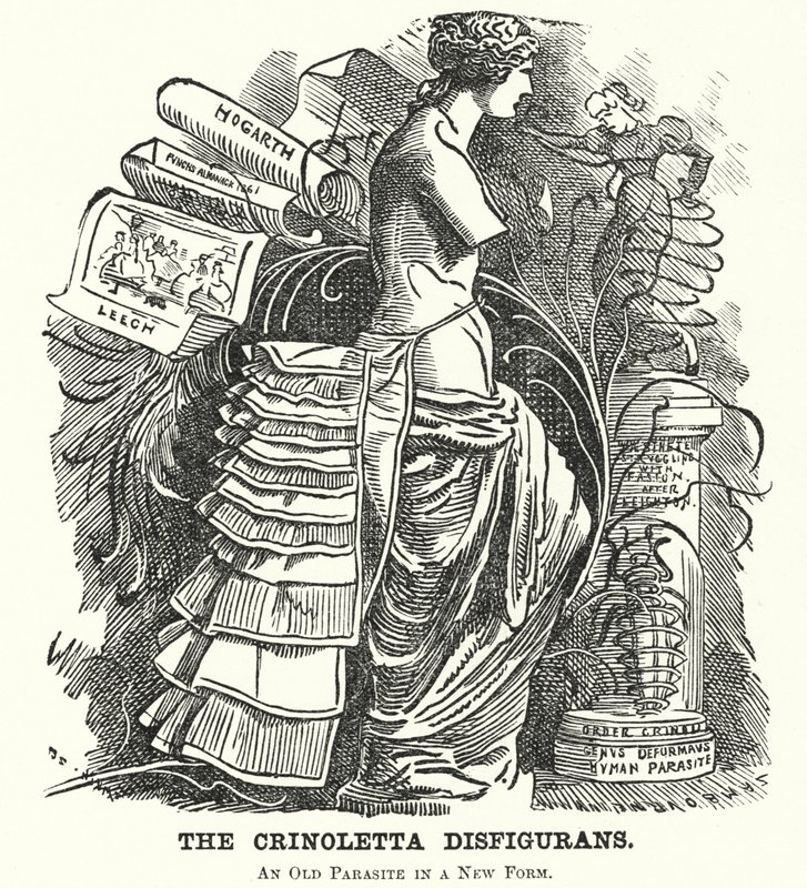 Punch tecknad: The Crinoletta Disfigurans (gravyr) av Edward Linley (after) Sambourne