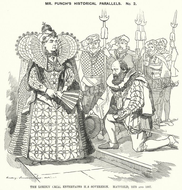 Punch-tecknad film: The Lordly Cecil underhåller sin suverän, Hatfield av Edward Linley (after) Sambourne