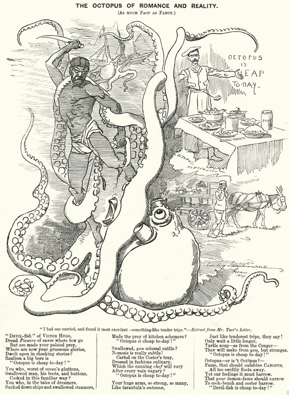 Punch tecknad: The Octopus of Romance and Reality (gravyr) av Edward Linley (after) Sambourne