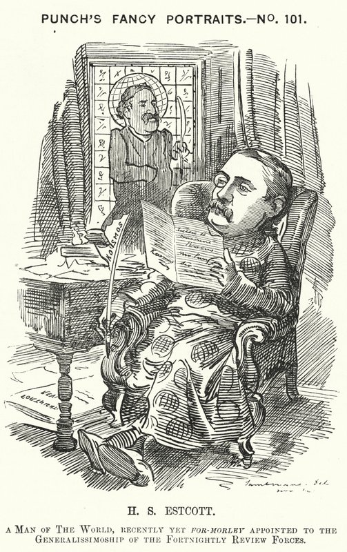 Punch tecknad: Thomas Hay Sweet Estcott, engelsk journalist och redaktör (gravyr) av Edward Linley (after) Sambourne