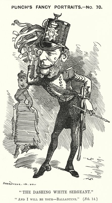 Punch tecknad: William Ballantine, engelsk Serjeant-at-Law (gravyr) av Edward Linley (after) Sambourne