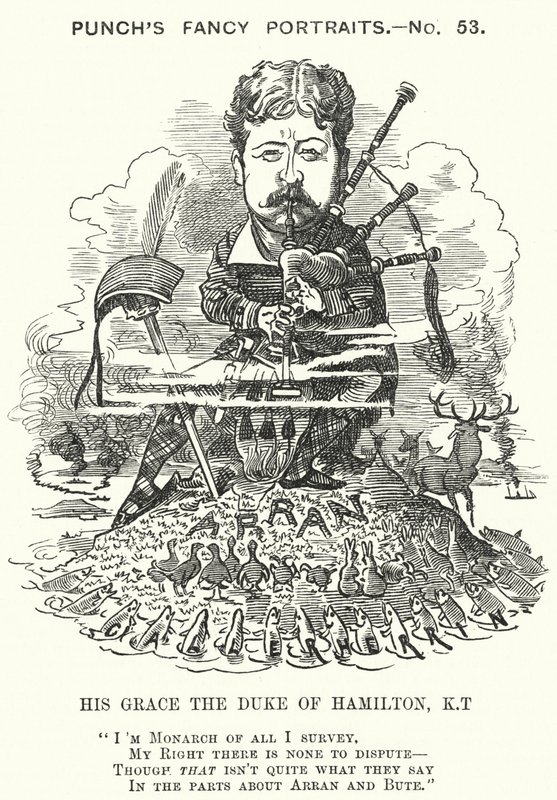 Punch tecknad: William Douglas Hamilton av Edward Linley (after) Sambourne