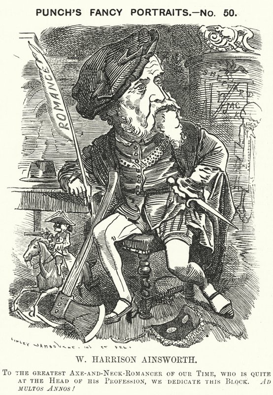 Punch tecknad: William Harrison Ainsworth, engelsk historisk romanförfattare (gravyr) av Edward Linley (after) Sambourne