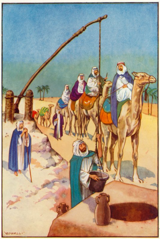 En rastplats i öknen, drar vatten från en brunn av Edward Mary Joseph Molyneux