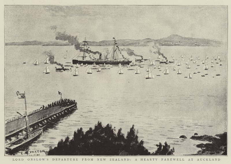 Lord Onslows avgång från Nya Zeeland, ett hjärtligt farväl i Auckland av Edward Payton