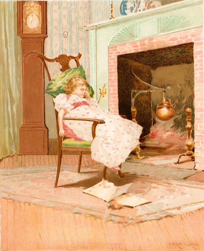 Drömmer inför den gamla öppna spisen av Edward Percy Moran