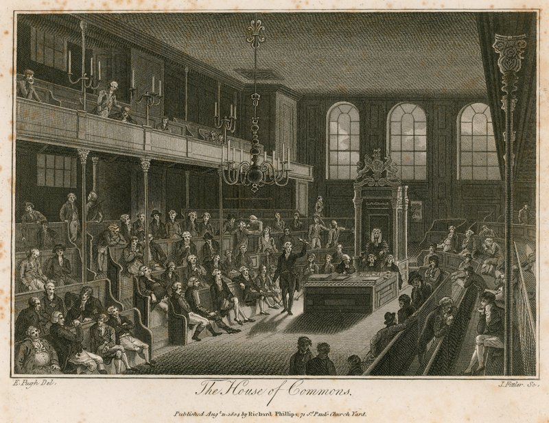 Underhuset, förstört av en brand den 16 oktober 1834 av Edward Pugh