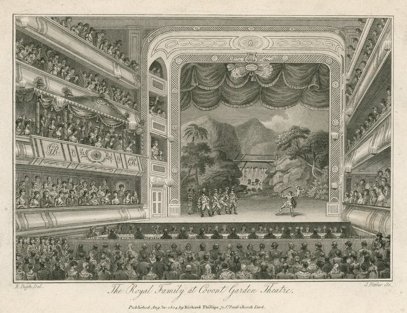 Den kungliga familjen på Covent Garden Theatre, London av Edward Pugh