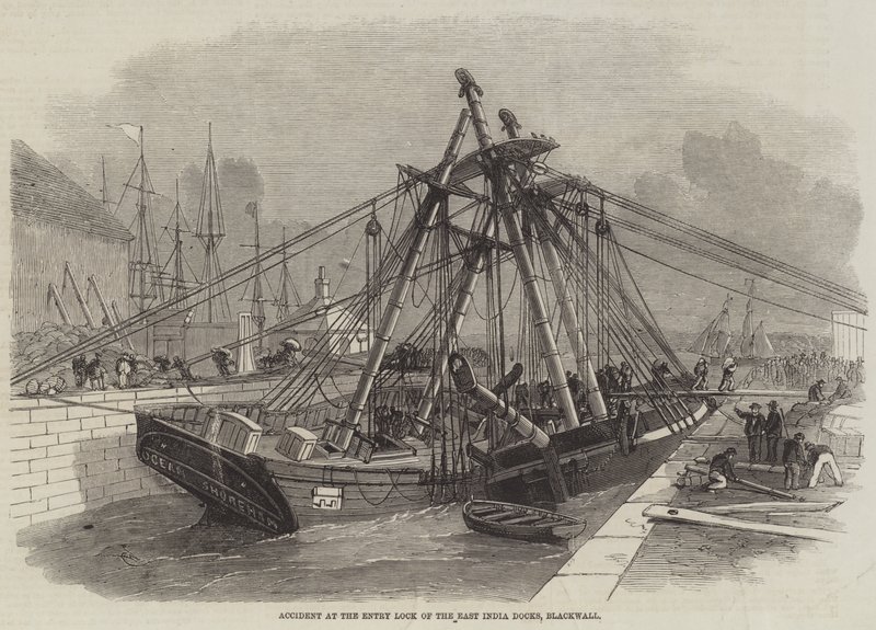 Olycka vid infartsslussen till East India Docks, Blackwall av Edwin Weedon