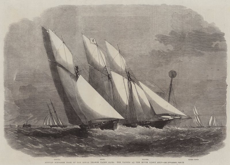 Årliga Schooner Race av Royal Thames Yacht Club, Yachts på Mouse Light Ship av Edwin Weedon