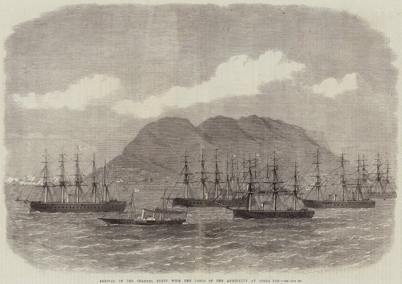 Ankomst av kanalflottan med amiralitetsherrarna till Gibraltar av Edwin Weedon