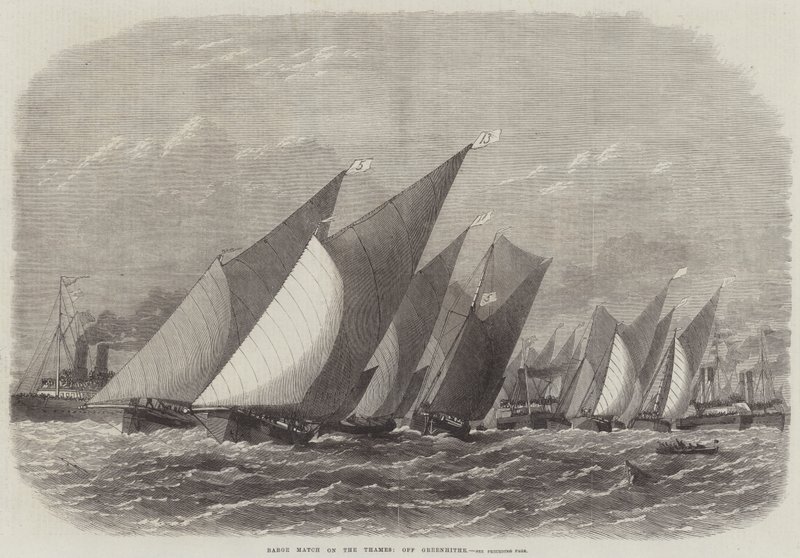 Barge Match på Themsen, utanför Greenhithe av Edwin Weedon