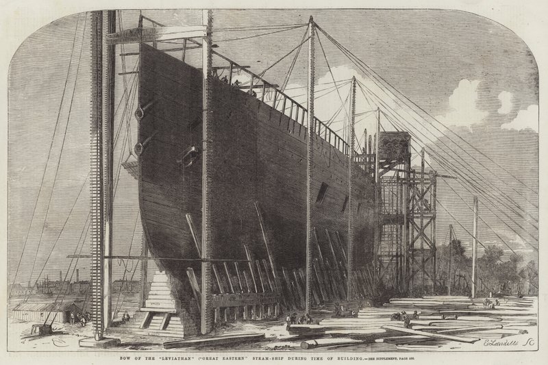 Bow of the Leviathan (Great Eastern) ångfartyg under tiden för byggnad av Edwin Weedon