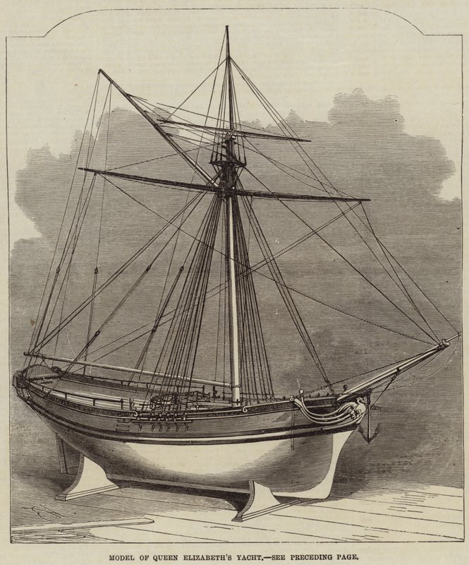 Modell av drottning Elizabeths yacht av Edwin Weedon