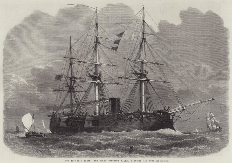 Vår järnklädda flotta, skruvkorvetten Pallas, som bär sex kanoner av Edwin Weedon