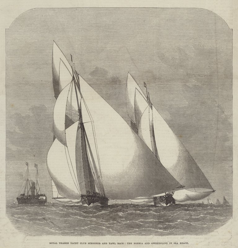 Royal Thames Yacht Club Schooner and Yawl Race, Egeria och Gwendoline i Sea Reach av Edwin Weedon