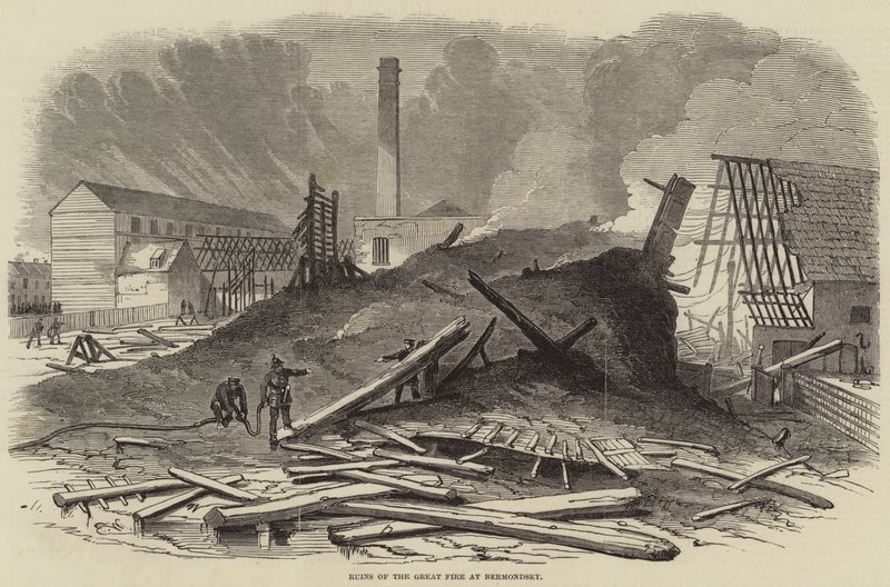 Ruiner från den stora branden i Bermondsey av Edwin Weedon
