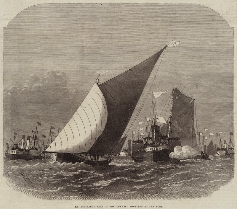 Sailing-Barge Race på Themsen, runda vid Nore av Edwin Weedon
