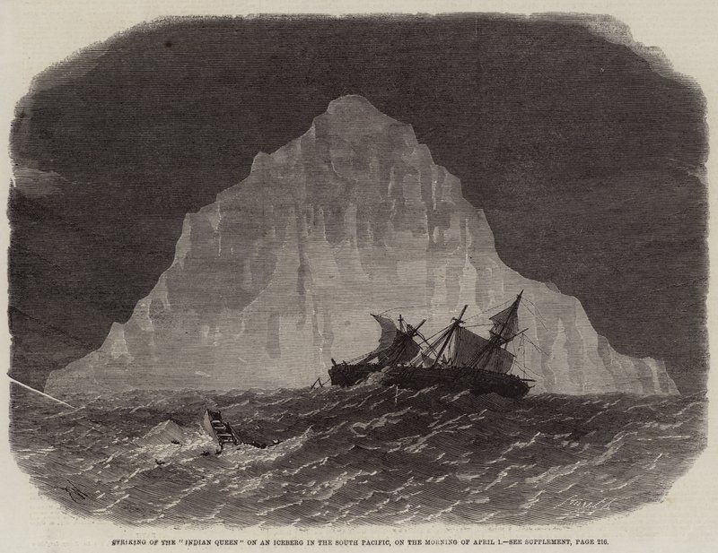 Den indiska drottningens slag på ett isberg i södra Stilla havet, på morgonen den 1 april av Edwin Weedon