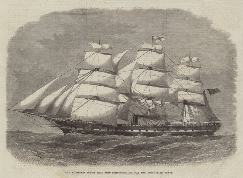 Auxiliary Screw Iron Ship Somersetshire, för den australiensiska handeln av Edwin Weedon