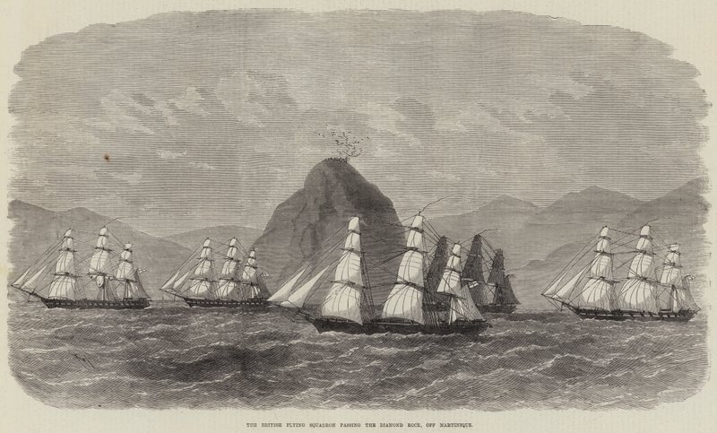 British Flying Squadron passerar Diamond Rock, utanför Martinique av Edwin Weedon