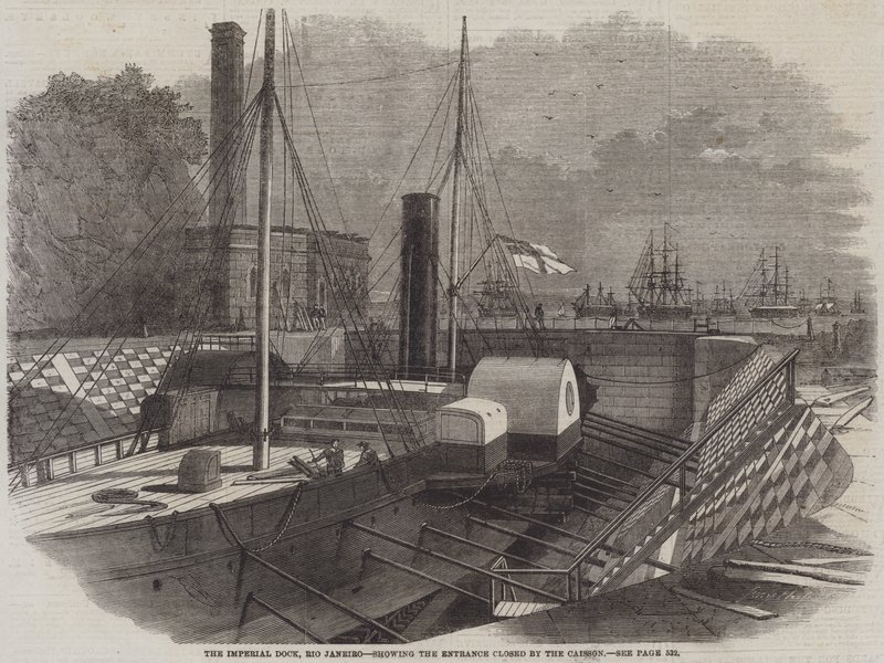 Imperial Dock, Rio Janeiro, som visar ingången stängd av Caisson av Edwin Weedon