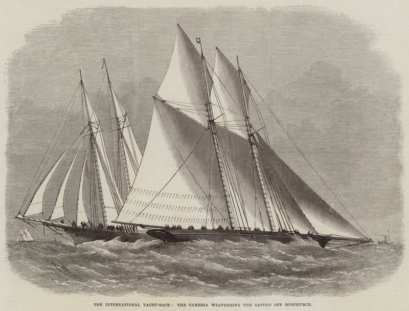 International Yacht-Race, Cambria vittrar Sappho utanför Bonchurch av Edwin Weedon