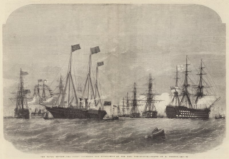 Naval Review, flottan som rundar pivot-fartygen vid Nab, Portsmouth av Edwin Weedon